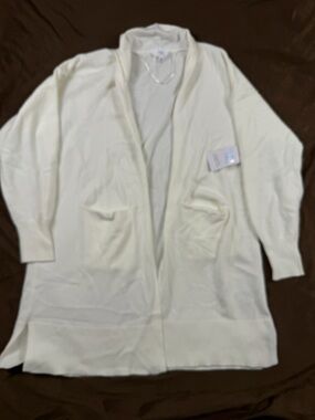 Time and Tru Cream Open-Front Duster Cardigan